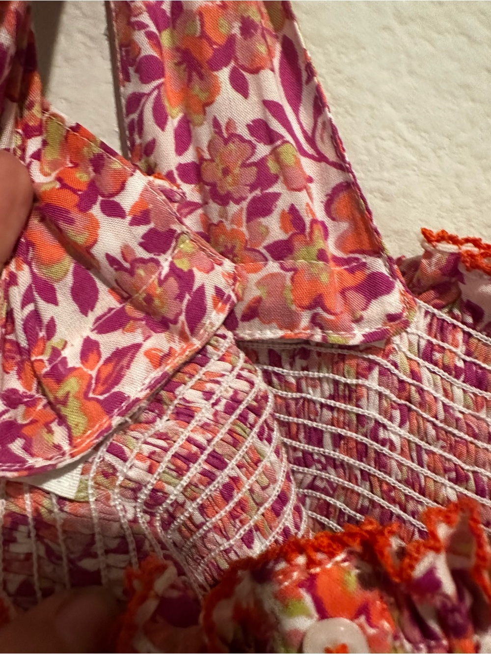 Poupette St. Barth Pink Floral Smocked Tie-Shoulder Midi Dress - Picture 6 of 11
